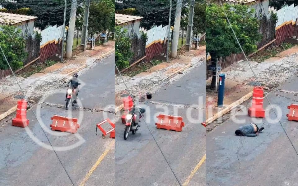Veja momento em que motociclista morre ao bater em barreira de rua fechada no CPA; vídeo